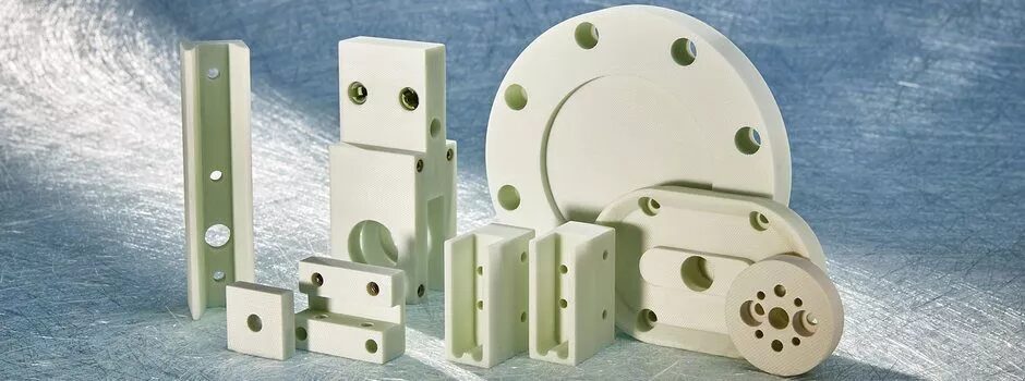 A group of white plastic parts sitting on top of a table.