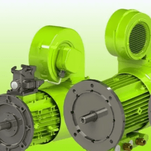 A green electric motor and some other parts