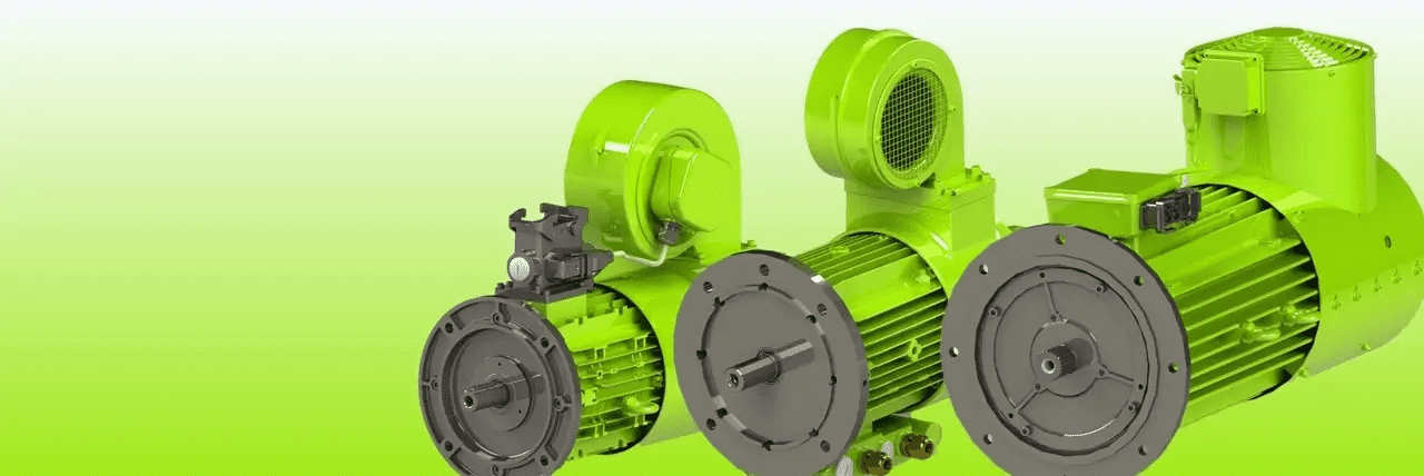 A green electric motor and some other parts