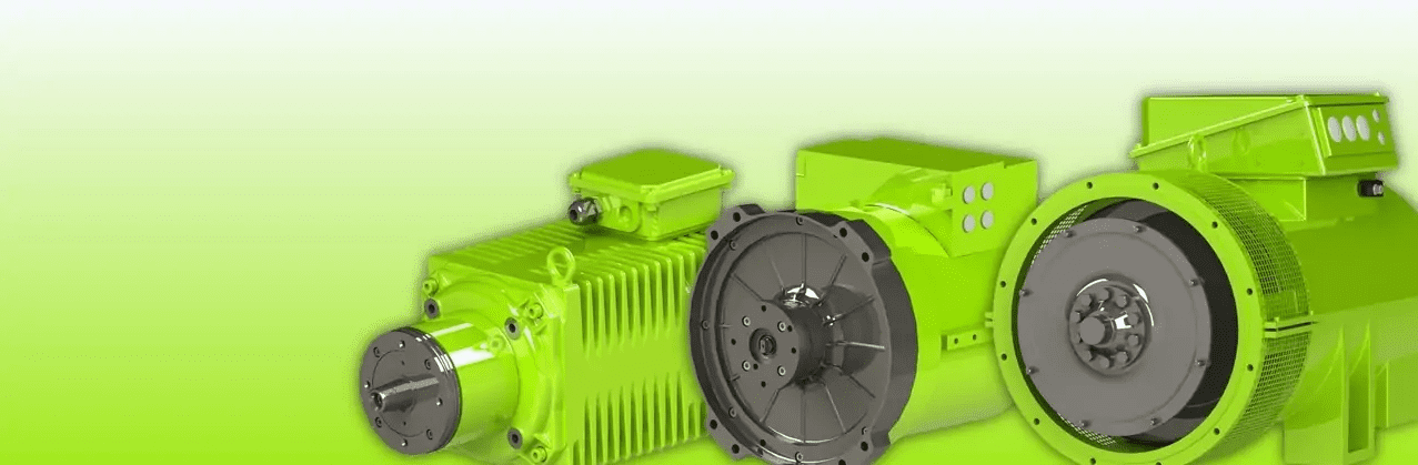 A green picture of an electric motor and its components.